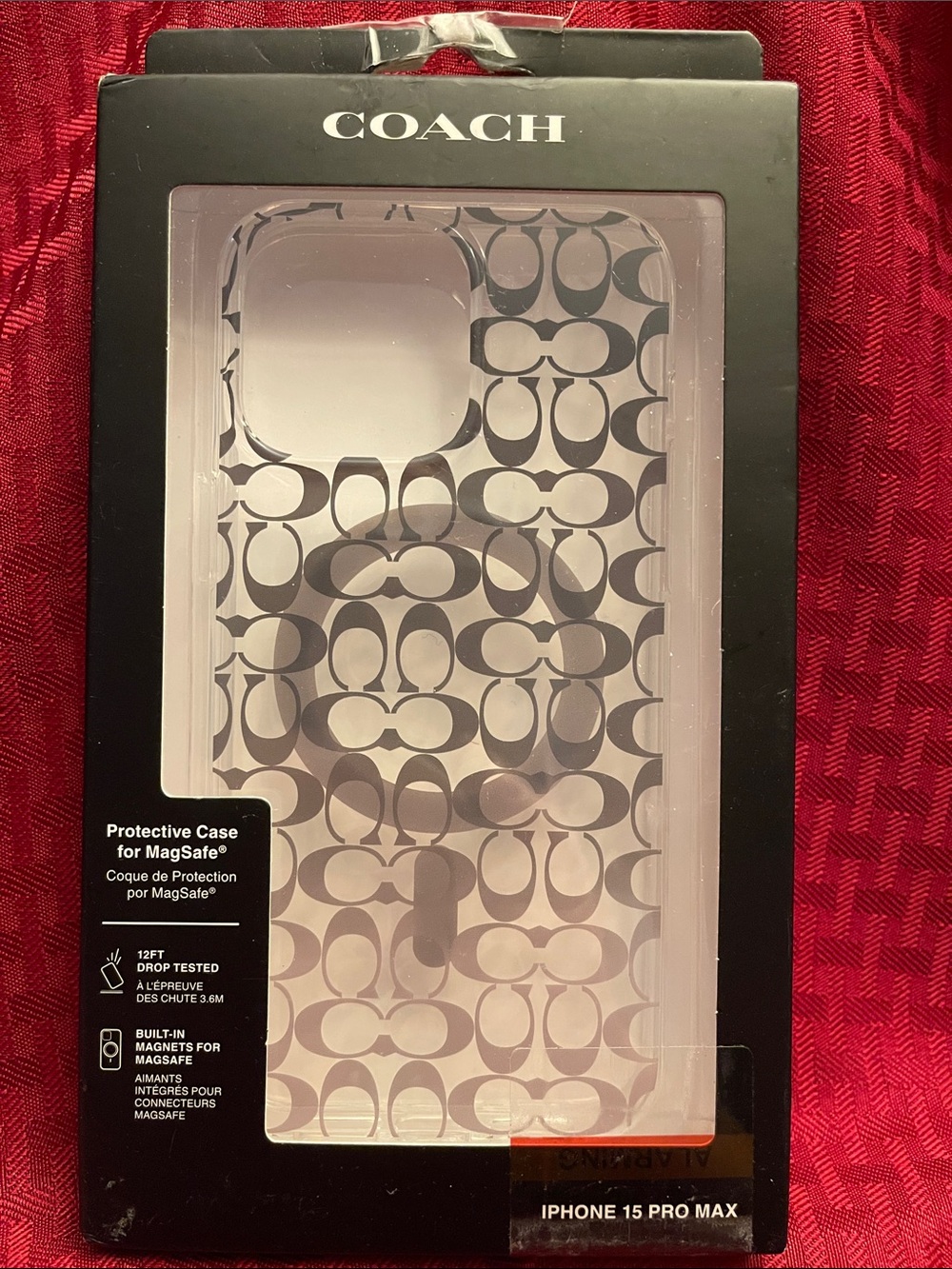 Coach Clear Signature 'C' iPhone 15 Pro Max Case - Gray